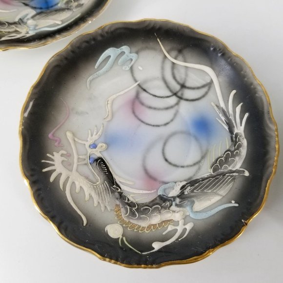 Dragon Ware Japanese Moriage Tutani Set 6 Demitasse Coffee Cup Saucer - Picture 2 of 14